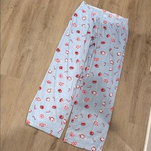 Blue Pajama Pants with Candy Cane Print